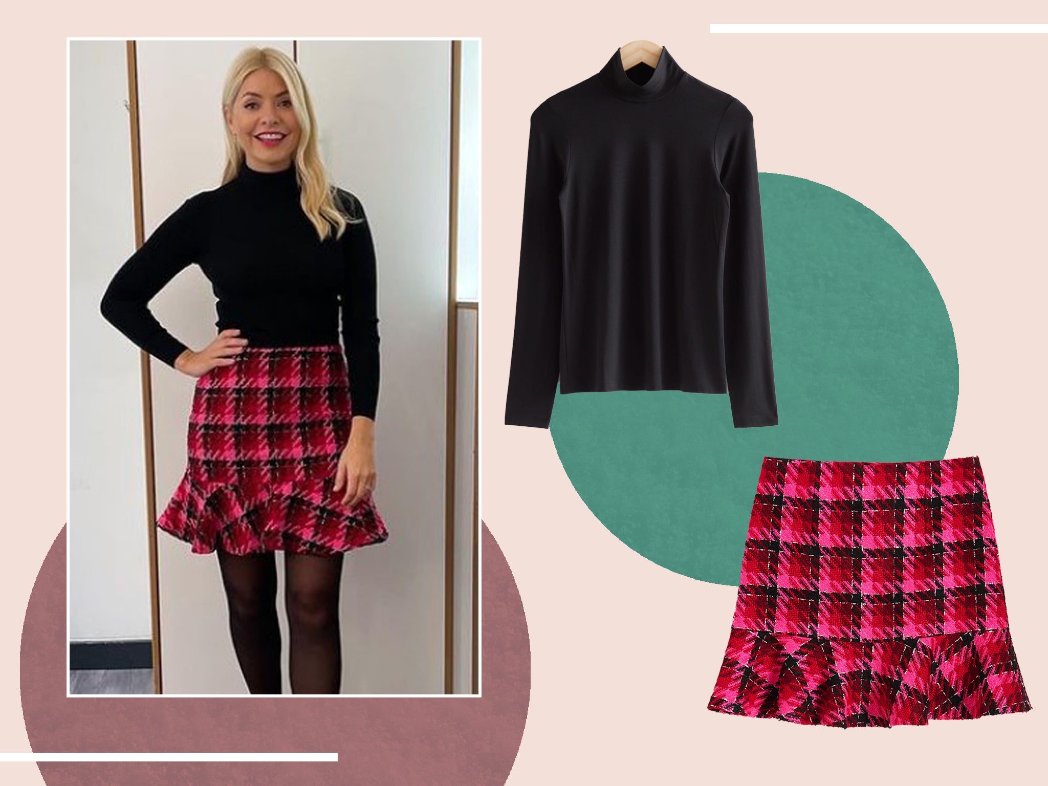 Turtleneck top online with skirt